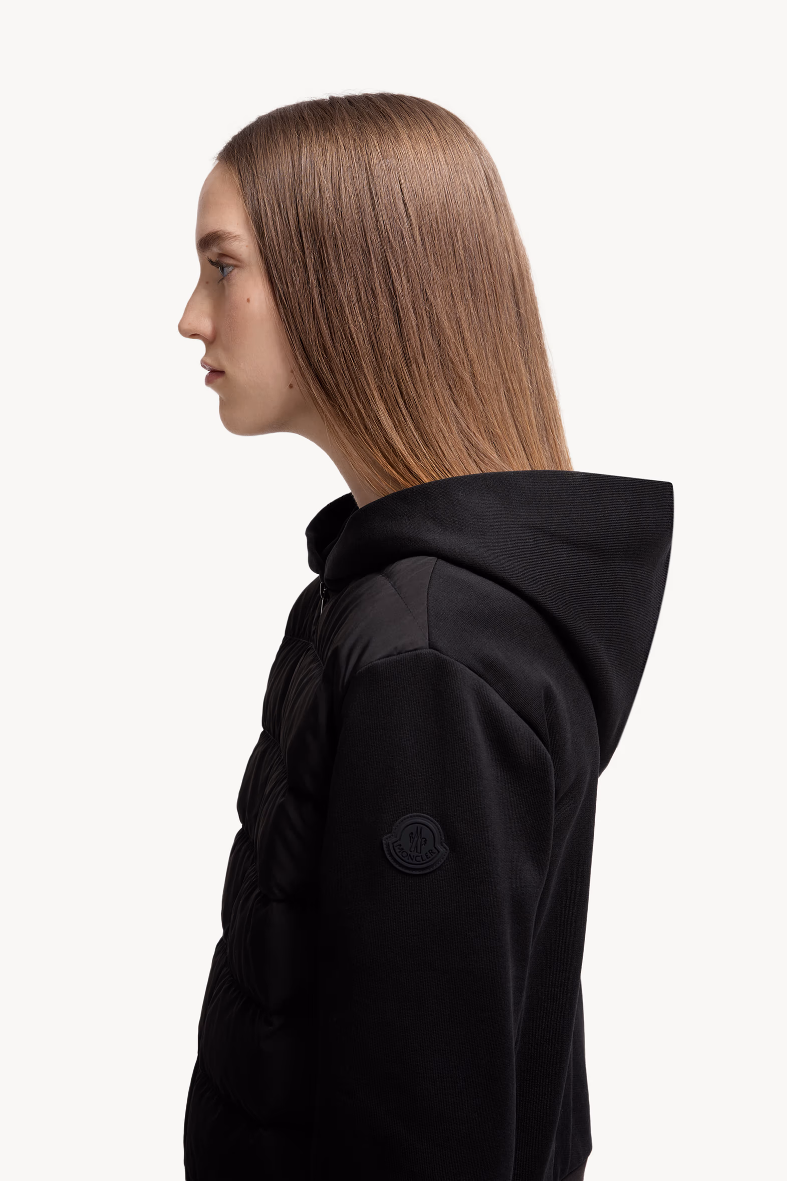 Padded Cotton Zip-Up Hoodie Women Black Moncler 4